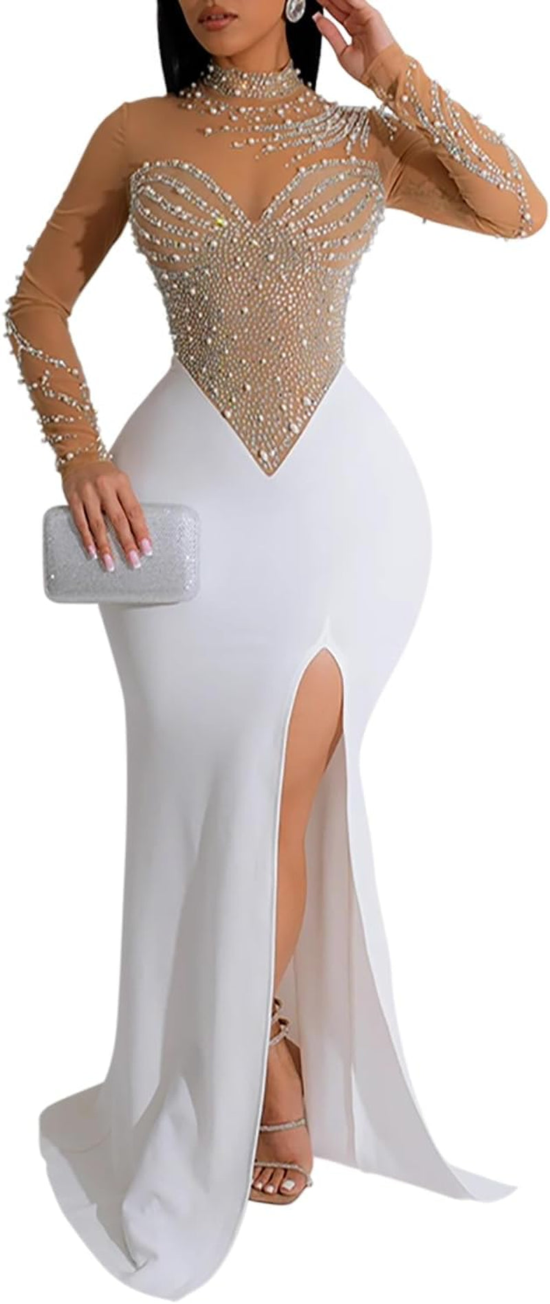 Women Sleeveless off Shoulder Split Evening Cocktail Long Dress
