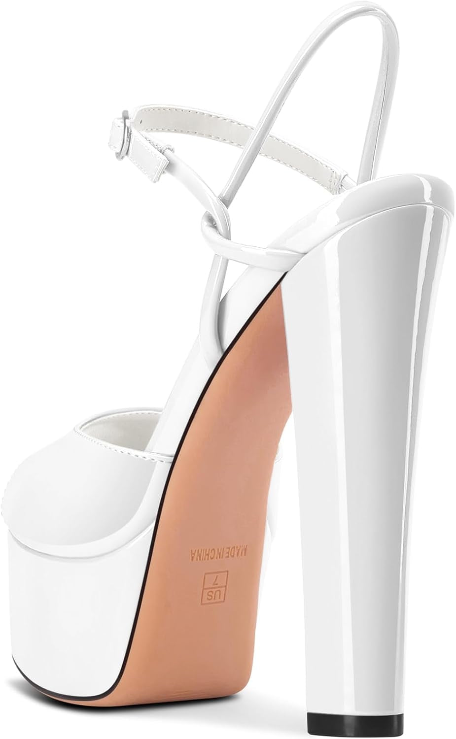 Platform Heels for Women Platform Sandals Chunky Block Peep Open Toe Ankle Strap Sandals Wedding Party Dress Shoes 5.9 Inches Heels