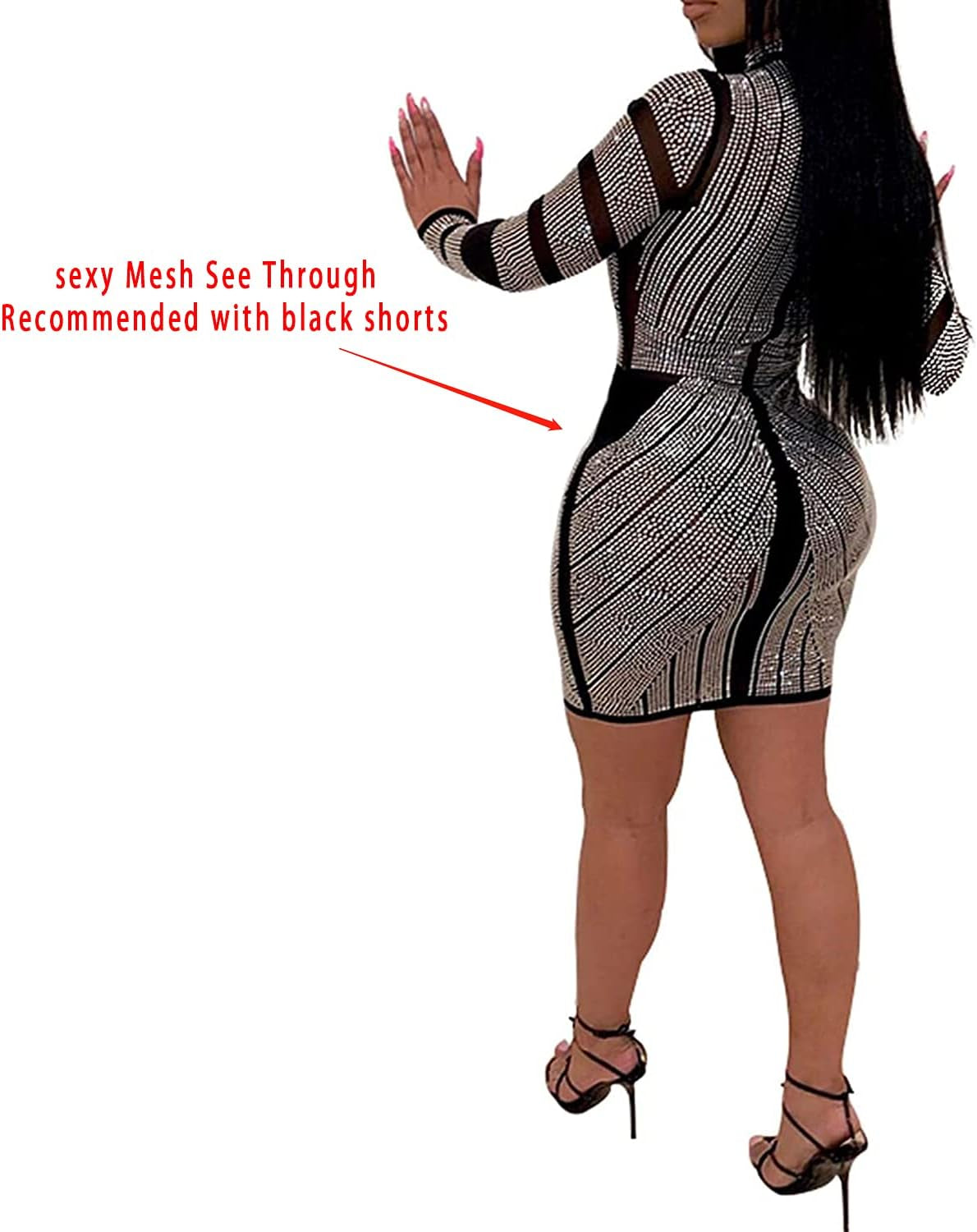 Women Long Sleeve Birthday Dresses Sexy Hot Diamond Process Sexy Dress Party Club Night Dress…
