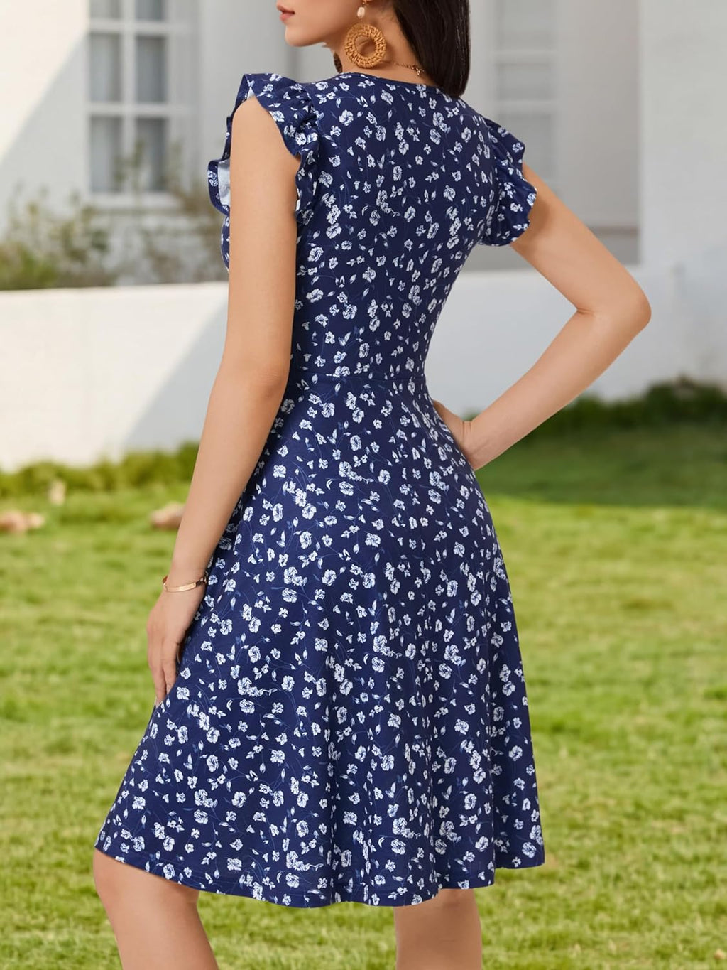 Women'S Summer Wrap Sun Dress with Pockets