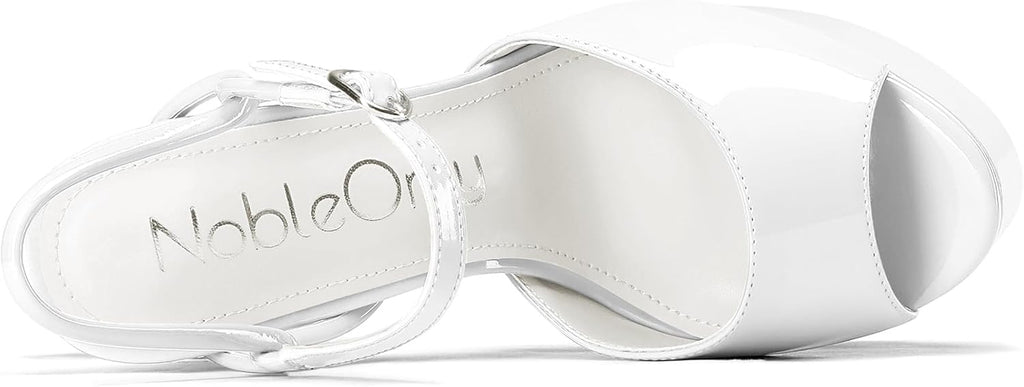 Platform Heels for Women Platform Sandals Chunky Block Peep Open Toe Ankle Strap Sandals Wedding Party Dress Shoes 5.9 Inches Heels