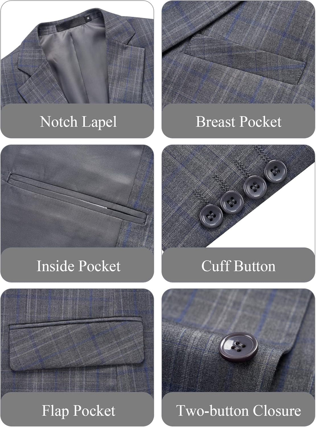 Men'S 2 Piece Slim Fit Plaid Suit Business Casual Blazer Pants Set for Formal Wedding Prom Office Party