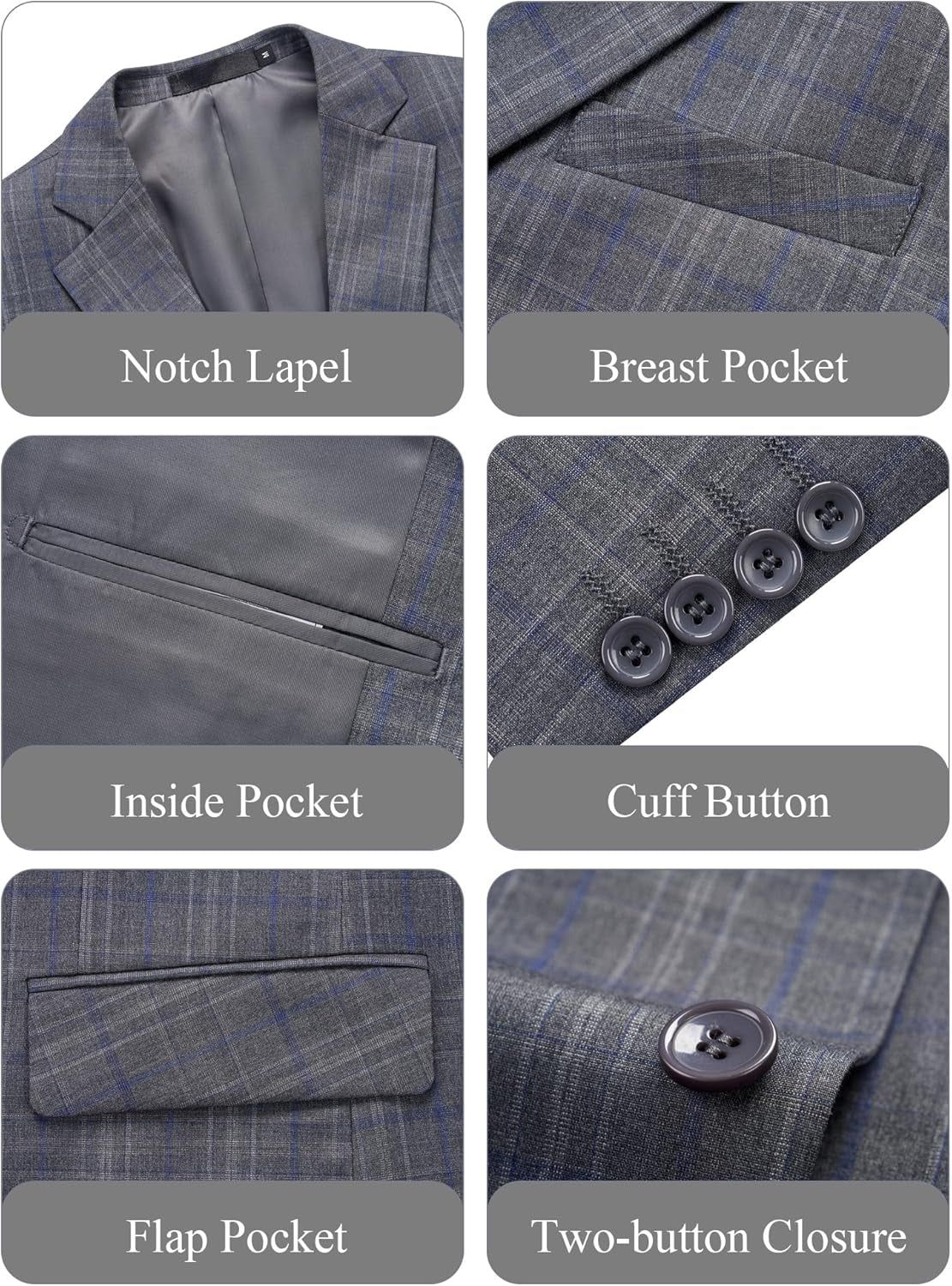 Men'S 2 Piece Slim Fit Plaid Suit Business Casual Blazer Pants Set for Formal Wedding Prom Office Party