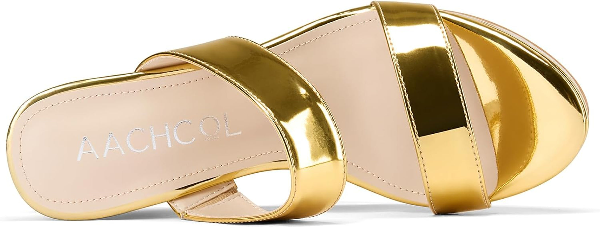 Womens Slip-On Platform Wedge Sandals Open Toe High Heel Two Strap Wedge Mules Slides Prom Summer Dress Shoes 3.9 Inches Heels