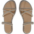 Women'S Rhinestone Strappy Open Toe Slide Sandals Slip on Casual Flat Sandals