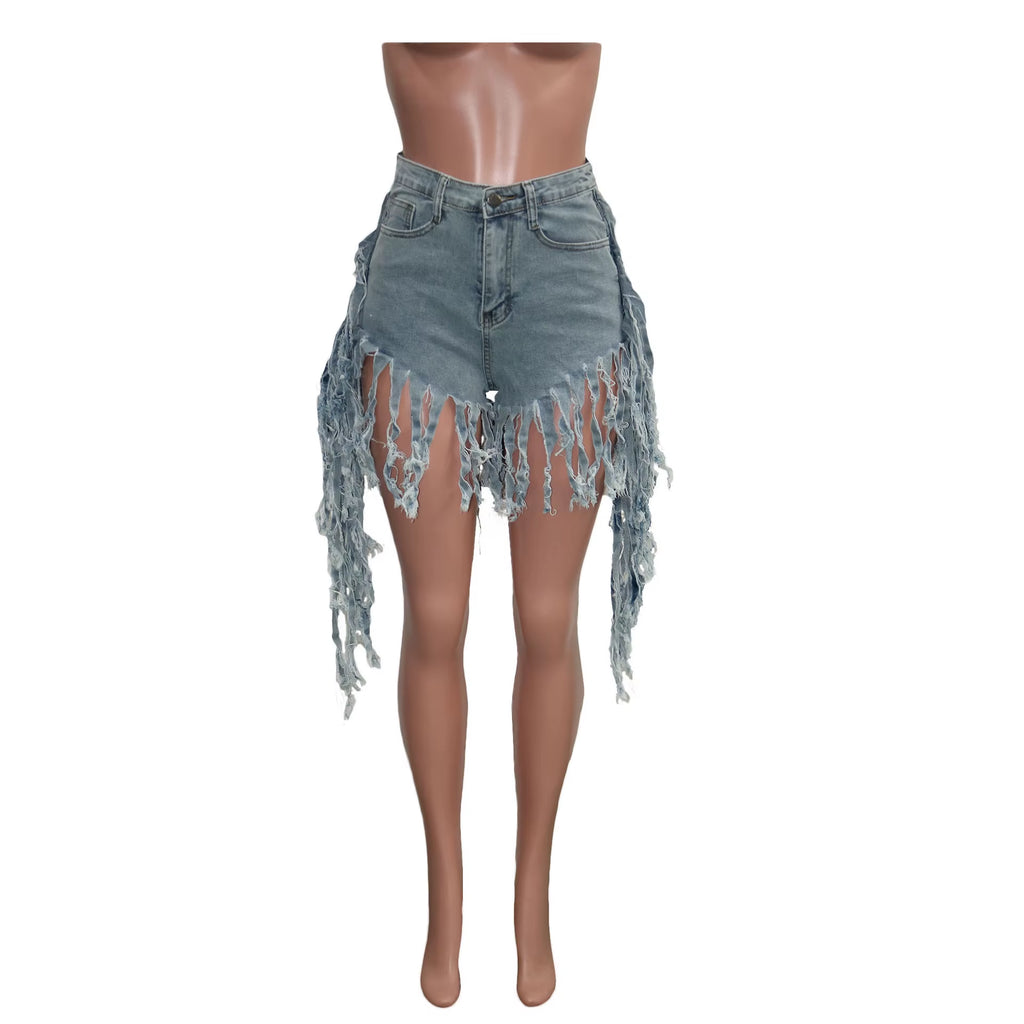 Custom Women Clothes with Logo 2022 New Arrivals Long Tassel Women Denim Summer Shorts Jeans Bottom Wear for Women