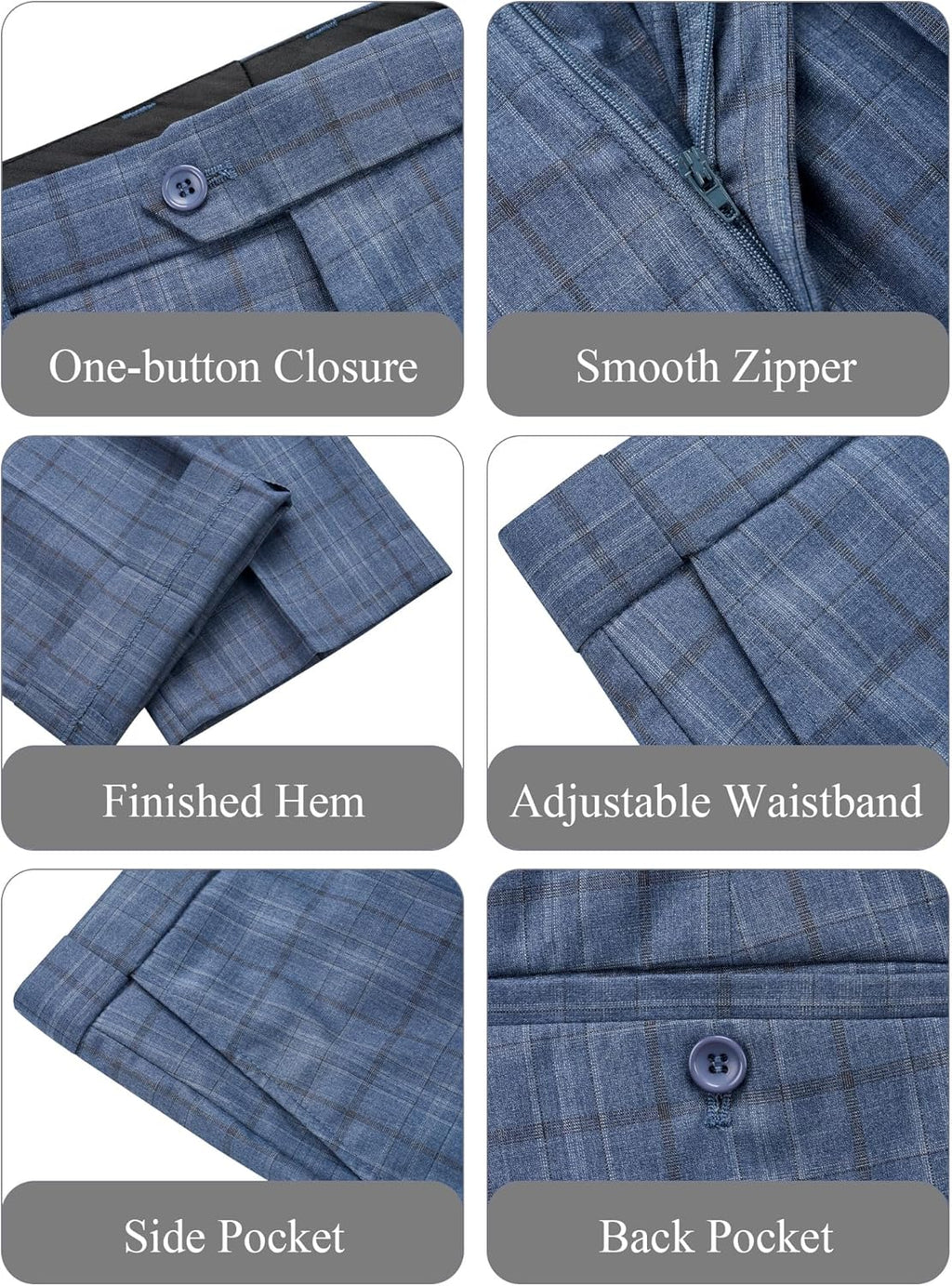 Men'S 2 Piece Slim Fit Plaid Suit Business Casual Blazer Pants Set for Formal Wedding Prom Office Party