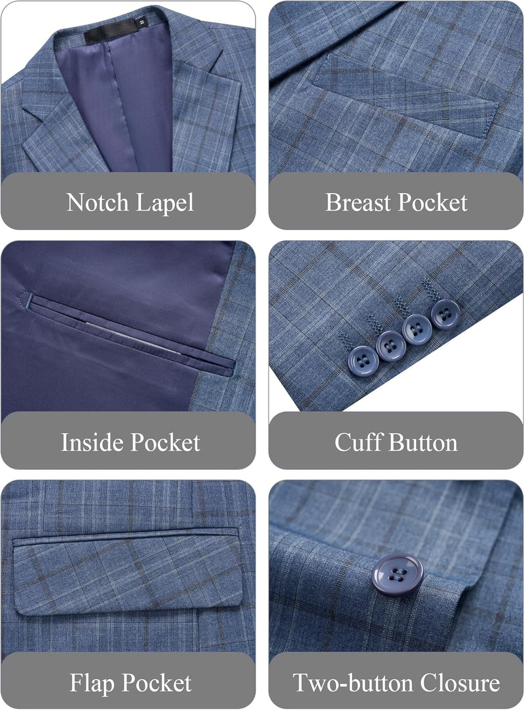 Men'S 2 Piece Slim Fit Plaid Suit Business Casual Blazer Pants Set for Formal Wedding Prom Office Party