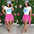 Custom Women Clothes with Logo 2022 New Arrivals Long Tassel Women Denim Summer Shorts Jeans Bottom Wear for Women