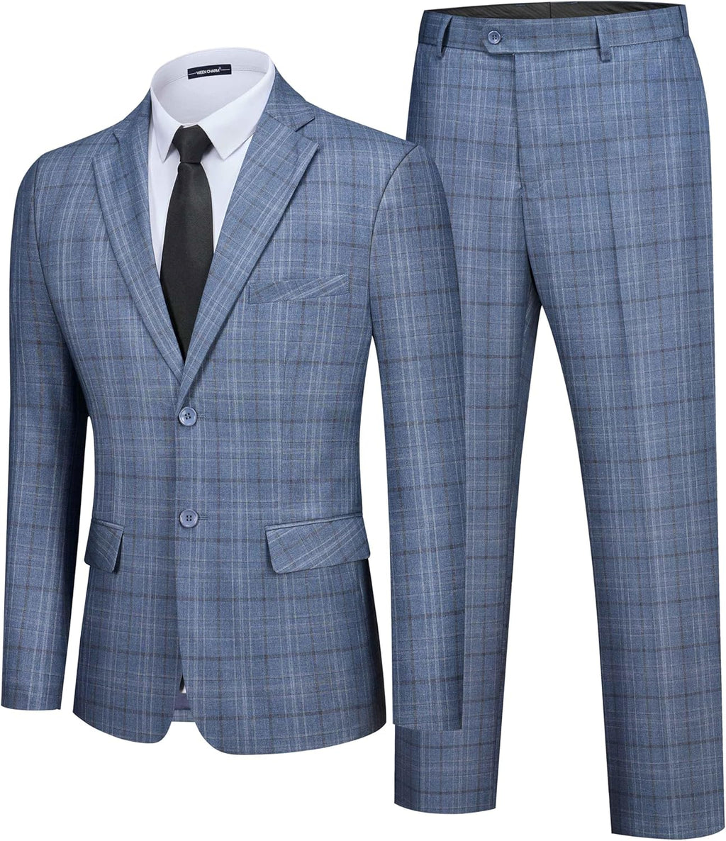 Men'S 2 Piece Slim Fit Plaid Suit Business Casual Blazer Pants Set for Formal Wedding Prom Office Party