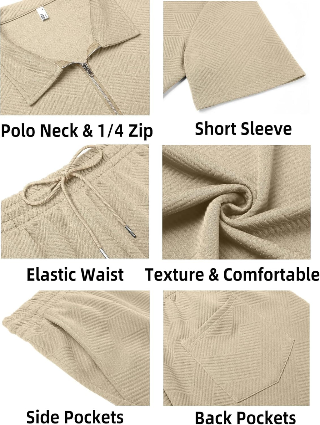 Mens Tracksuit Casual 2 Piece Quarter Zip Polo Shirt and Shorts Set Athletic Jogging Sports Outfits