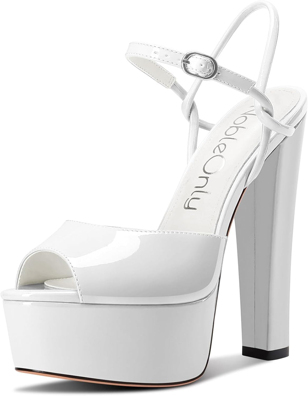 Platform Heels for Women Platform Sandals Chunky Block Peep Open Toe Ankle Strap Sandals Wedding Party Dress Shoes 5.9 Inches Heels